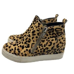 Steve Madden Women's Leopard Cow Hair Platform Sneakers 7M